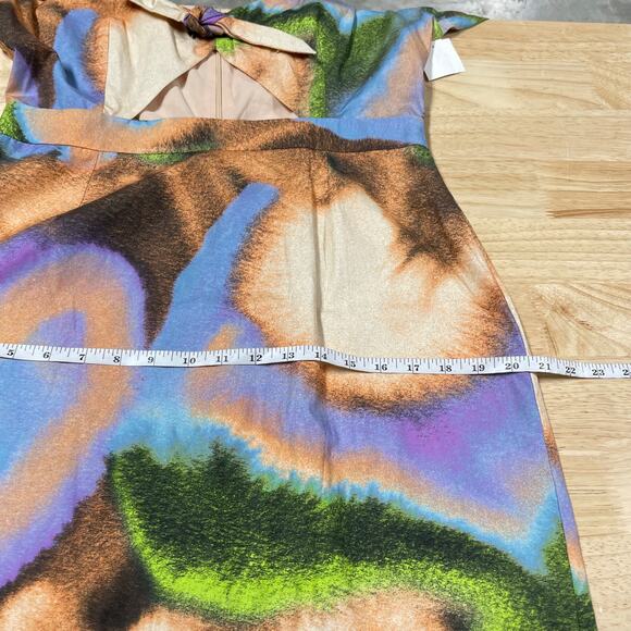 ROTATE BIRGER CHRISTENSEN NWT Cara printed midi dress Size 10 Cutout Puff Sleeve - Picture 9 of 13